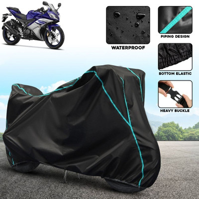 AutoGalaxy Waterproof Two Wheeler Cover for Yamaha(R15 V3, Black, Blue)