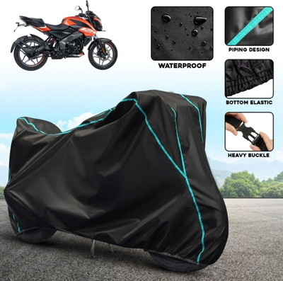 AutoGalaxy Waterproof Two Wheeler Cover for Bajaj(Pulsar NS125 BS6, Black, Blue)