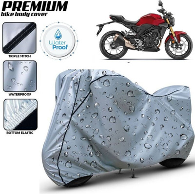 Delphinium Waterproof Two Wheeler Cover for Honda(CB300R, Silver, Black)