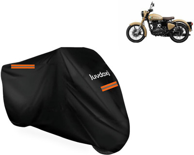 Juvdoxj Waterproof Two Wheeler Cover for Royal Enfield(Classic 350 Signals, Black)