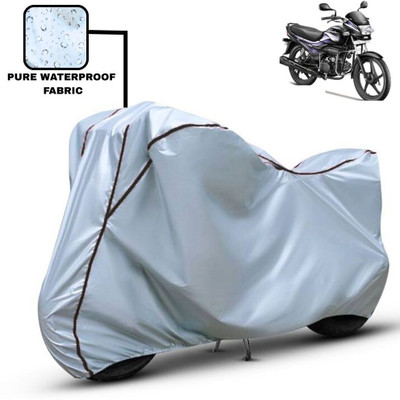 Delphinium Waterproof Two Wheeler Cover for Hero(Super Splendor, Silver, Black)