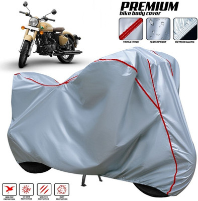 AutoGalaxy Waterproof Two Wheeler Cover for Royal Enfield(Classic 350, Silver, Red, Multicolor)