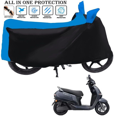 SThanaveX Waterproof Two Wheeler Cover for TVS(iQube Electric, Black, Blue)