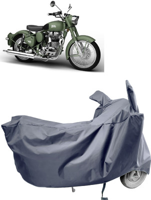 Amexride Two Wheeler Cover for Royal Enfield(Battle Green, Grey)