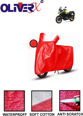 OliverX Waterproof Two Wheeler Cover for Suzuki(V Strom 650, Red)