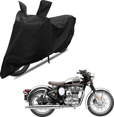RiderShine Two Wheeler Cover for Royal Enfield(Classic Chrome, Black)