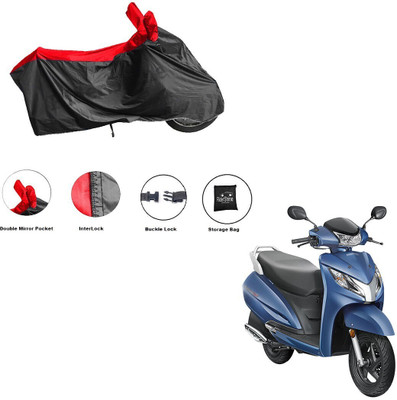 RiderShine Waterproof Two Wheeler Cover for Honda(Activa 125, Black, Red)