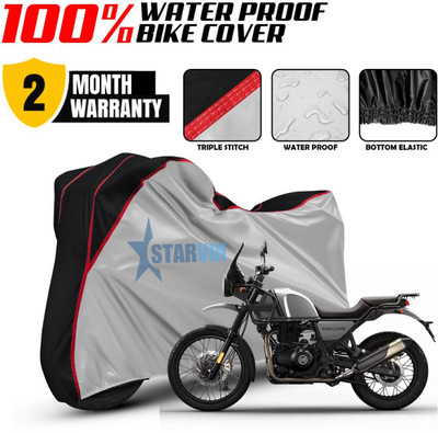 Starvin Waterproof Two Wheeler Cover for Royal Enfield(Himalayan, Silver, Black)