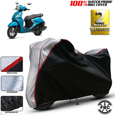 FBC Waterproof Two Wheeler Cover for Yamaha(Fascino, Black, Silver)