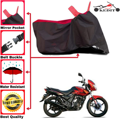 KEDIT Two Wheeler Cover for TVS(Flame DS 125, Red, Black)