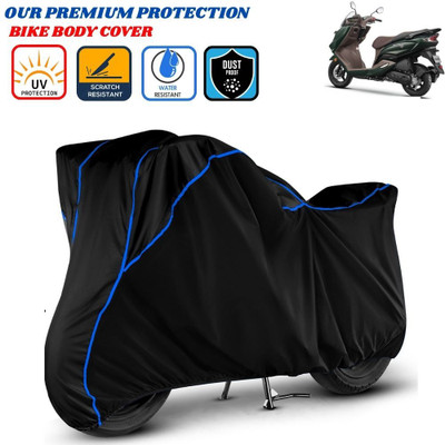 Delphinium Waterproof Two Wheeler Cover for Suzuki(Burgman Electric, Black, Blue)