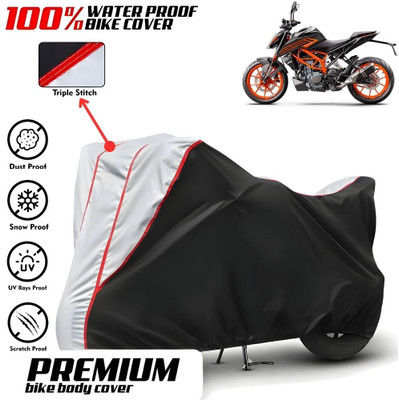 Mwiss Waterproof Two Wheeler Cover for KTM(125 Duke, Black, Silver)