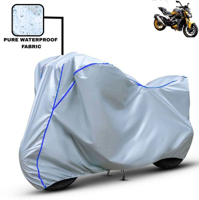 Delphinium Waterproof Two Wheeler Cover for TVS(Apache RTR 310, Silver, Blue)