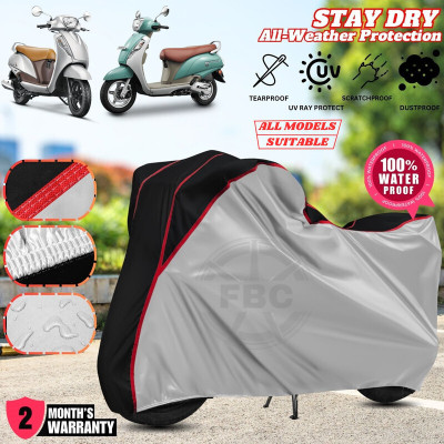 AUTOCAD Waterproof Two Wheeler Cover for Suzuki(Access 125, Silver, Black)