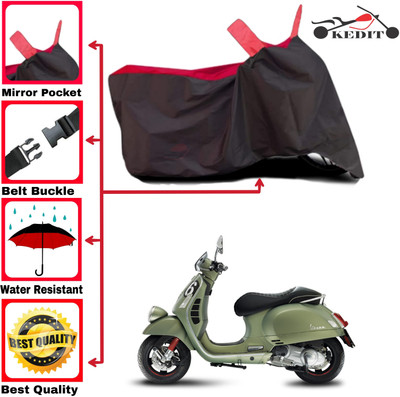 KEDIT Two Wheeler Cover for Vespa(GTS 300 BS6, Red, Black)