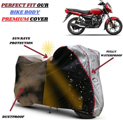 kerwa Waterproof Two Wheeler Cover for Bajaj(Platina 110, Black, Silver)