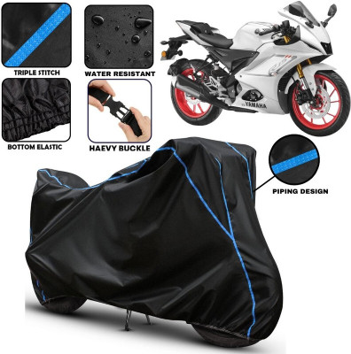 kerwa Two Wheeler Cover for Yamaha(R15 V3, Black, Blue)