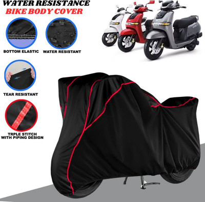 SRP PRODUCT Waterproof Two Wheeler Cover for TVS(iQube Electric, Black, Red)