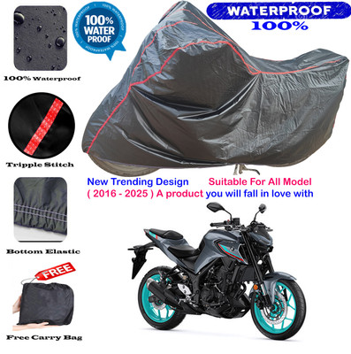 OliverX Waterproof Two Wheeler Cover for Yamaha(MT-03, Black, Red)