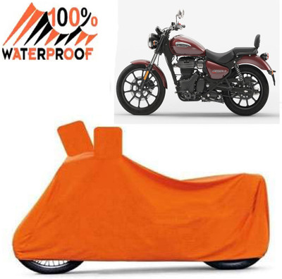 ROYAL AUTO MART Waterproof Two Wheeler Cover for Royal Enfield(Meteor 350, Orange)