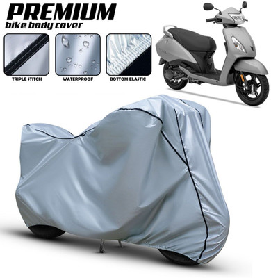 Car Life Waterproof Two Wheeler Cover for TVS(Jupiter, Black, Silver)