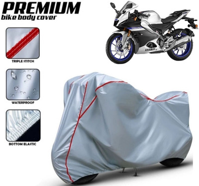 Shiv Kanha Waterproof Two Wheeler Cover for Yamaha(R15, Silver, Red)