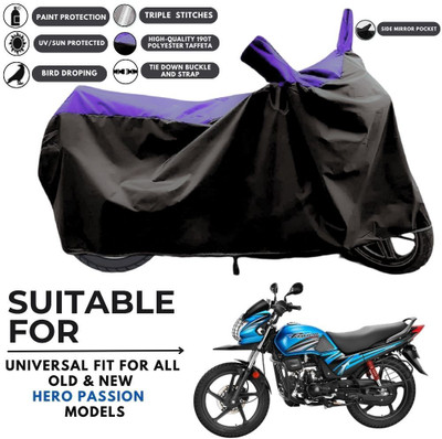 MADAFIYA Two Wheeler Cover for Hero(Passion Pro TR, Black, Purple)