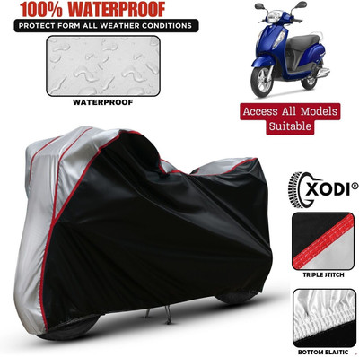 xodi Waterproof Two Wheeler Cover for Suzuki(Access, Black, Silver)