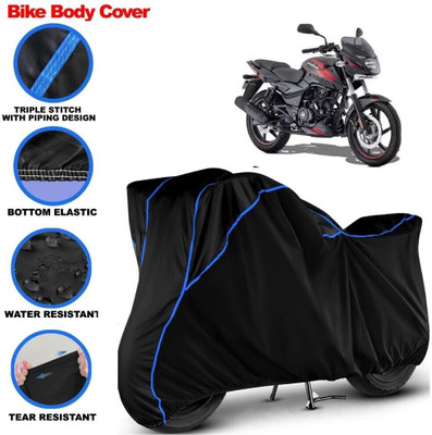 Grizzly Two Wheeler Cover for Bajaj(Pulsar 150 BS6, Black, Blue)