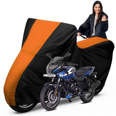 Car Styling Waterproof Two Wheeler Cover for Bajaj(Pulsar 220F, Black, Orange)