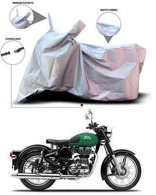 ANTHUB Waterproof Two Wheeler Cover for Royal Enfield(Classic 350, Silver)