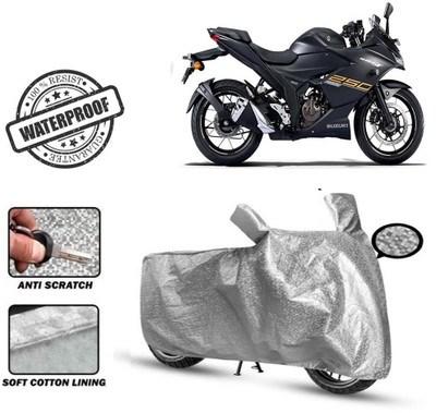Autoinnovation Waterproof Two Wheeler Cover for Suzuki(Gixxer SF 250, Silver)