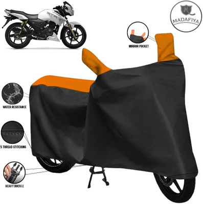 ZAQE Waterproof Two Wheeler Cover for TVS(Apache RTR 180, Black, Orange)