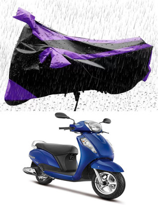 RONISH Waterproof Two Wheeler Cover for Suzuki(Access 125, Purple, Black)
