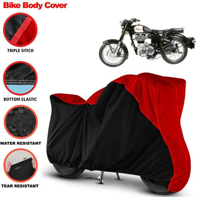 Grizzly Two Wheeler Cover for Royal Enfield(350, Black, Red)