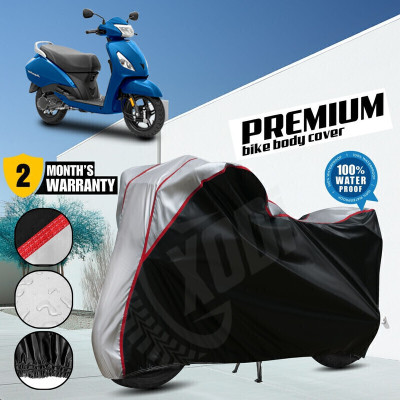 xodi Waterproof Two Wheeler Cover for TVS(Jupiter, Black, Silver)