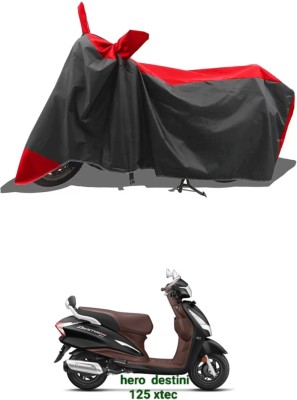 RAQTRO Waterproof Two Wheeler Cover for Hero(Destini 125, Red, Black)