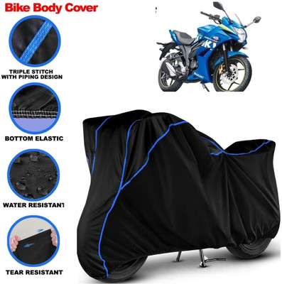 Grizzly Two Wheeler Cover for Suzuki(Gixxer SF, Black, Blue)