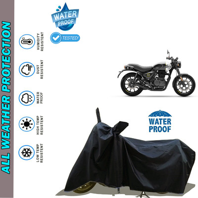 AutoGalaxy Waterproof Two Wheeler Cover for Royal Enfield(Hunter 350, Black)
