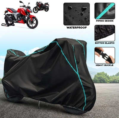 xodi Waterproof Two Wheeler Cover for TVS(Apache, Black, Blue)