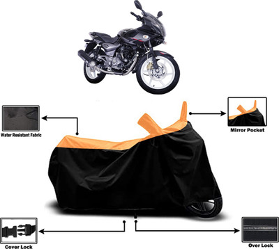 Amexride Two Wheeler Cover for Bajaj(Pulsar 220 DTS-i, Orange)