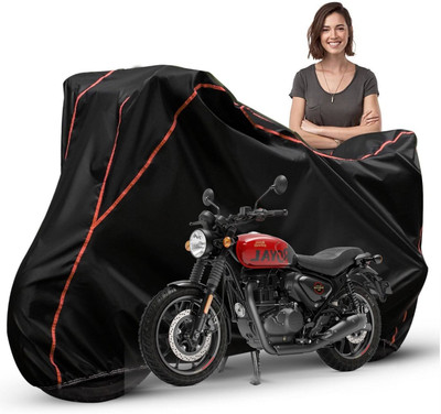 Car Styling Waterproof Two Wheeler Cover for Royal Enfield(Hunter 350, Black, Red, Multicolor)