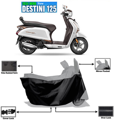 Amexride Two Wheeler Cover for Hero(Destini 125, Grey, Black)
