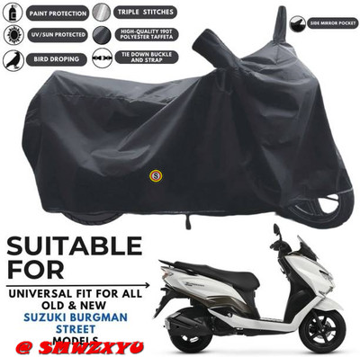 smwzxyu Waterproof Two Wheeler Cover for Hero, Suzuki(Burgman Street, Black)