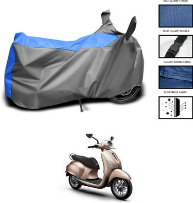 DeepShakshi AUTOMOTIVE Two Wheeler Cover for Bajaj(Chetak, Grey, Blue)