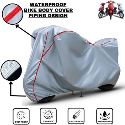 LE PRA Waterproof Two Wheeler Cover for Hero Electric(Electric Scooter, Silver, Red)
