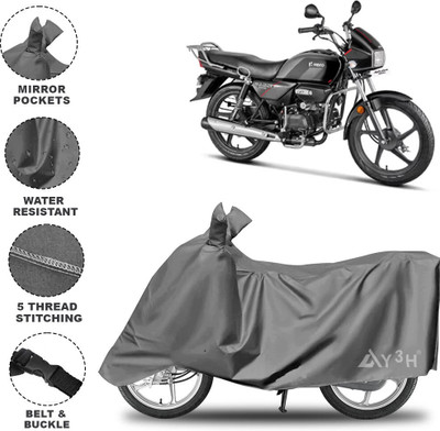 Y3H Waterproof Two Wheeler Cover for Hero(Splendor Plus, Grey)
