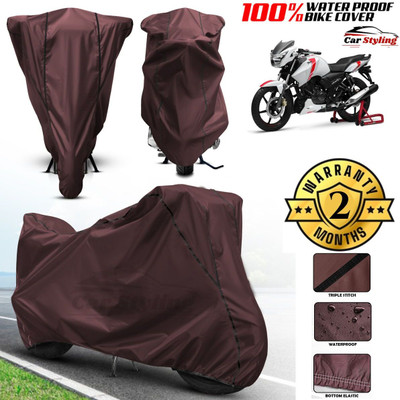 Car Styling Waterproof Two Wheeler Cover for TVS(Apache, Black, Silver)