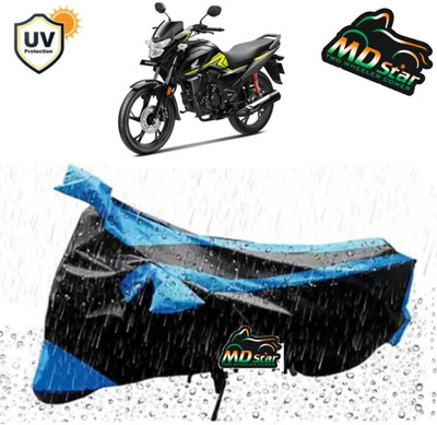 MMSSTAR Waterproof Two Wheeler Cover for Hero(Glamour, Blue, Black)