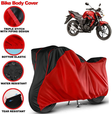 Grizzly Two Wheeler Cover for Yamaha(FZ-S FI, Black, Red)